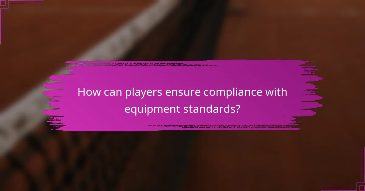 How can players ensure compliance with equipment standards?
