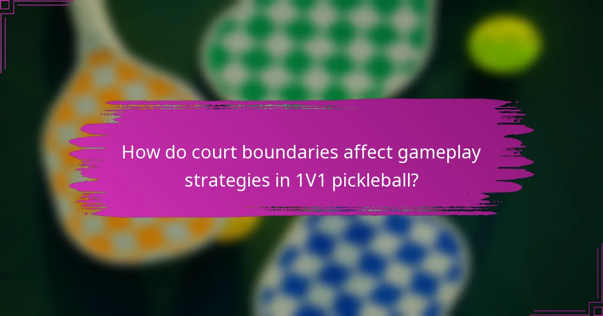 How do court boundaries affect gameplay strategies in 1V1 pickleball?