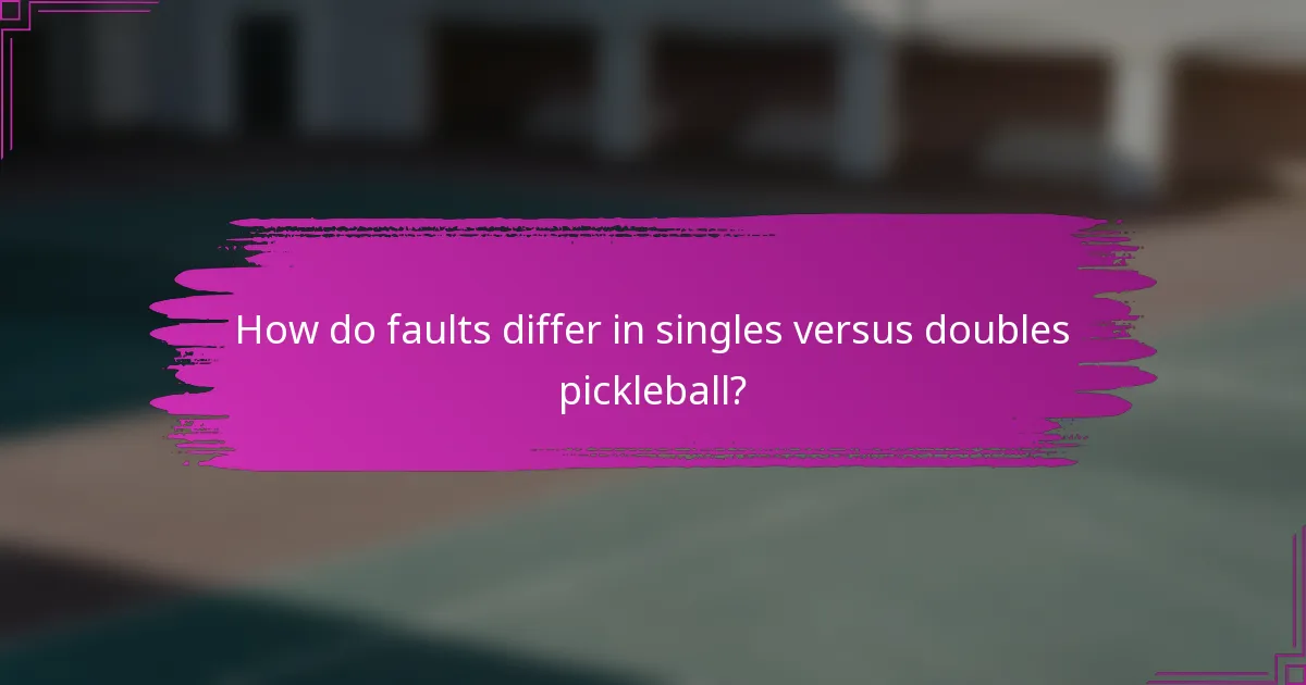 How do faults differ in singles versus doubles pickleball?