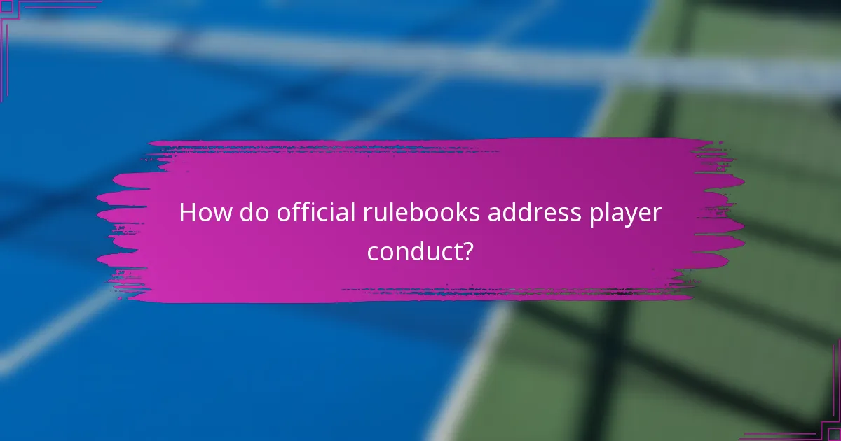 How do official rulebooks address player conduct?