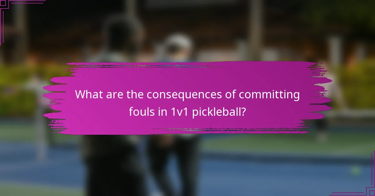 What are the consequences of committing fouls in 1v1 pickleball?