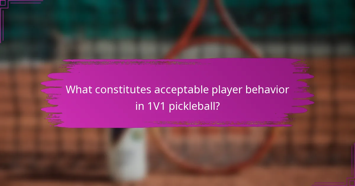 What constitutes acceptable player behavior in 1V1 pickleball?