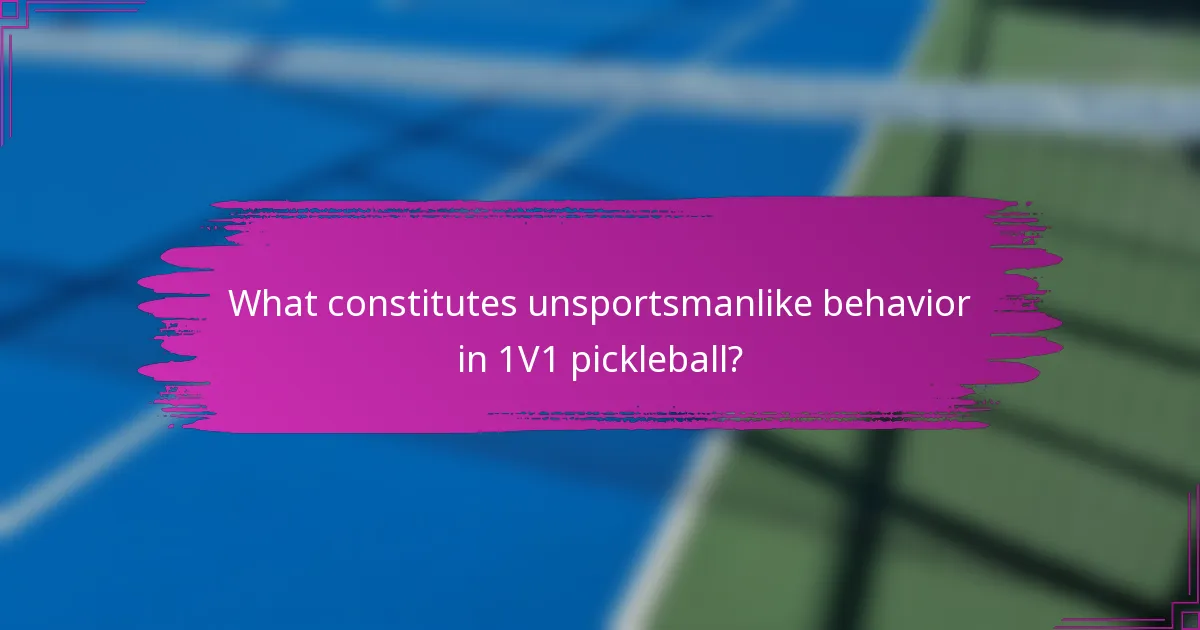 What constitutes unsportsmanlike behavior in 1V1 pickleball?